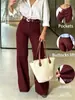 Calça Jeans Feminina TK Amazon Europeia e Americana de Cintura Alta com Barra Dobrada de Perna Reta, Novo Estilo Outono 2026, Emagrecedora, Comprimento Total