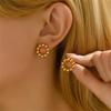 Aretes Dulces y Frescos Estilo Academia Japonesa y Coreana para Mujer, Distintivas Cuentas Redondas, Diseño Electrochapado en Oro de 18k, Aretes Nicho, Aretes Versátiles