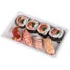 Caixa de Sushi Caixinha para Levar Retangular Biodegradável Embalagem de Prato de Sushi Recipiente de Grau Alimentício com Tampa Aquecível