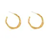 Aretes Metálicos Minimalistas en Forma de C de Tres Capas de Alambre Retorcido con un Toque de Lujo Ligero, Aretes Circulares con Pines de Plata S925