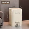 Lixeira de pedal de luxo para cozinha e banheiro de casa, com tampa de pressão, plástico à prova de odores, alto valor estético para sala de estar