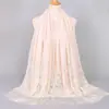 Chal Bufanda Larga de Encaje Malasio con Diseño Calado de Encaje y Borlas, Chal de Encaje Estilo Étnico para Mujer