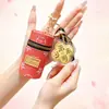 Pingente de bolsa de celular da sorte trevo de quatro folhas dourado, chaveiro de ouro maciço, pingente de bolsa para batom, pequeno presente promocional para o Festival Qixi