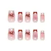 Uñas Hechas a Mano Pre-Diseñadas, Rosa Juguetón, Ojo de Gato de Lunares, Moda Francesa, Estilo Ins Europeo y Americano, Uñas Portátiles Extraíbles, 30 Piezas