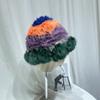 Gorro de punto de piel de conejo a juego con el color de Corea del Sur para mujer, cálido y resistente al frío, de felpa, para otoño e invierno, con protección para las orejas, para adelgazar el rostro, pequeño gorro de lana.