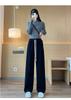 150 Pantalones Rectos de Talla Pequeña para Mujer Otoño e Invierno 145cm Slim Cachemira Pierna Ancha Pantalones de Arroz Glutinoso Pequeños Engrosados Cintura Alta