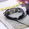 Venta caliente Nuevo brazalete de cuero genuino brazalete tejido venta al por mayor directo de fábrica brazalete de piel de vaca con cuentas joyería de Yiwu