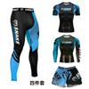 Calças justas de manga comprida de boxe Terno de treinamento de luta Terno de luta Masculino e feminino Sanda Suit Calças de fitness de secagem rápida Quatro peças