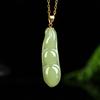 Colgante de jade verde hetiano natural antiguo Fudou, collar de jade y oro genuino de 18 quilates para hombres y mujeres.