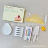 Set de Tenedor Cuchillo Plato Desechables para Pastel Envío Envuelto en Película Caja de Regalo para Fiesta de Cumpleaños Juego de Cinco Piezas Vajilla para Mesa de Pastel