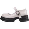 2023 Nuevos Zapatos Preppy de Punta Redonda de Cuero Pequeño para Mujer con Tacones Gruesos Suelas Gruesas Francesas Zapatos Elegantes de Dama Jk Mary Jane