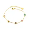 Pulsera de Ojo de Gato Colorida Más Vendida en Corea y Japón Joyería Ins de Lujo Ligero Piedra Ojo de Tigre Acero Inoxidable Dorado 18K Pulsera de Cadena de Serpiente Redonda para Mujeres