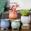 Vaso de flor de suculenta em cerâmica com prato, oferta especial, diâmetro grande, tamanho grande, vaso criativo para suculentas de casa
