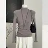 Impresionante Suéter de Cachemir Negro de Cuello Medio Alto para Mujer en Otoño e Invierno, Suéter Ajustado con Camiseta Base
