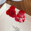 Pendientes redondos de concha con pasador de plata de estilo francés elegante, pendientes dulces con borlas de estilo festivo, pendientes de lujo ligero de alta gama al por mayor