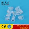Conector de cristal 6P2C FU/T-DX RJ11, conector de línea telefónica con conector de cristal chapado en oro y cobre puro, disponible en stock.