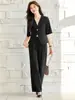 Conjunto de Dos Piezas de Pantalones Anchos Casuales Sueltos de Verano Ropa de Trabajo Ol Viaje Diario Entrevista de Trabajo Atuendo Profesional Conjunto de Pantalones para Mujer