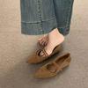 Zapatos de Mujer Mary Jane Retro de Una Línea con Punta Afilada 2024 Verano Nuevo Estilo Bajos Transpirables Zapatos de Ballet Franceses
