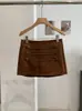 KEKEZOON Falda Corta de Ante Estilo Retro Chica Picante para Mujer Otoño Invierno Decoración con Hebilla Metálica Falda Corta Anti-Exposición 9139