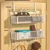 Colgador detrás de la puerta, artefacto para abrigos y sombreros de entrada, estante de almacenamiento montado en la pared, sin perforaciones, tendedero colgante lateral para puerta de dormitorio