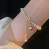 Nuevo Carácter de Bendición Chino Pulsera de Perlas Redonda Cadena de Mano Blanqueadora Versátil Exquisita Regalo para Mejor Amiga Novia Aniversario