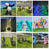 Escultura Geométrica de Animales de Acero Inoxidable Varios Adornos de Pie para Césped de Parque Elefante Metálico Panda Escultura de Paisaje