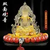 Nuevo Adorno de Coche con Vidrio para Consola Central Guanyin Interior del Coche Escritorio Frontal Perfume Bodhisattva Guanyin de Doble Cara Decoración de Instalación Segura