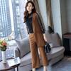 Conjunto de Pantalones Anchos Estilo Coreano Papaya Milk Primavera y Otoño Moda Chaleco Rayado Celebridad Elegante Adelgazante Conjunto de Tres Piezas Estilo Occidental