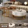 Mesa de centro redonda de ardósia estilo italiano de alta qualidade para salas de estar pequenas, conjunto de mesa moderno minimalista de luxo leve