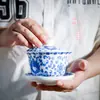 Gaiwan de Porcelana Azul y Blanca Yuerui de 4.5 pulgadas de Alto Blanco Grande Set de Té Kung Fu Taza de Té con Ramas Entrelazadas Tazón de Té de 350 ml