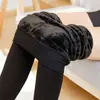 Leggings Gruesos Forrados de Polar para Mujer Otoño e Invierno Calcetines Negras con Pie