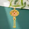 Nuevo Jinqi Guochao 2024 Nuevo Colgante de Esmalte Amor Dorado Serie Flor Fugui Adornos y Conjunto Cadena Madre en la Madre