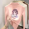 Top cálido de manga larga para niñas, con forro polar cepillado, colección otoño/invierno 2026, capa base versátil para niños mayores, camiseta elegante