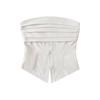YPFF Moda para Mujer Diseño de Chica Caliente Sin Tirantes Color Sólido Cintura Ajustada Corte Slim Cintura Exterior Vintage Sin Mangas Top Corto