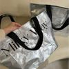 Bolsa Tejida Grande de Tienda de Ropa Láser Sobredimensionada Bolso de Mano de Gran Capacidad Bolsa Impermeable Bolsa de Almacenamiento Bolsa de Compras Bolsa Grande