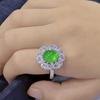 Anel atmosférico de calcedônia branco gelo cravejado banhado a prata anel de jade elegante feminino de ágata verde esmeralda