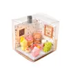 Linda escena de tienda de postres en miniatura Casa DIY con adorable oso y decoraciones de juguetes de comida de frutas, un gran regalo para las fiestas