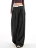 Pantalones de traje grises para mujer, nuevo estilo otoño 2026, de cintura alta, con pliegues tridimensionales, fluidos, adelgazantes, holgados, pantalones casuales y relajados