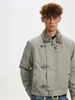 Retro Americano Desgastado de Alta Gama Diseño de Hebilla de Avión Cuello Alto Ropa Exterior de Invierno para Hombres y Mujeres High Street Corta de Algodón