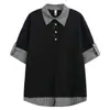 Camisa Polo Falsa de Dos Piezas Estilo Chic de Manga Corta para Hombre y Mujer Verano Diseño de Retazos a Cuadros Marca de Moda Producto Nuevo 2026