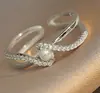 Anel de Pérola Cruzada Único da Asahi para Mulheres Anel de Dedo Indicador Aberto Personalizado de Alto Padrão Luxo Acessível Elegante Exquisito