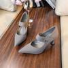 Outono de 2026 Novo Estilo Francês Bico Fino Cor da Moda Bloco de Cores Sapatos Femininos Versátil Salto Alto Bico Fino Elegante Boca Rasa Scarpins