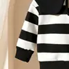 26 Roupa de Menina para Primavera e Outono Novo Estilo Gola Boneca Moletom Listrado Calça Flare Cor Sólida Fashion e Elegante Direto da Fábrica