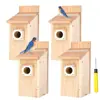 Comedero de Pájaros de Madera Maciza, Caja de Cría de Pájaros Roja, Casa de Pájaros de Madera, Casa para Pájaros Azules Colgante para Exteriores, Jaula para Pájaros de Jardín Campestre