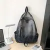 Mochila Jeans Studentil para Viagem com Gradiente Pontilhado Estilo Coreano Velha Retrô Casual Jeans Lavado Mochila de Grande Capacidade