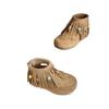 Moda Nova Versão ~ Botas Curtas com Franjas em Couro Macio para Meninas 2025 Outono Novo Retro Maillard Birkenstock Botas Individuais