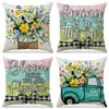 Chegada Nova da Amazon Capa de Almofada Estampada com Flores para Plantio Primavera Decoração Simples para Interior Almofada de Sofá Conjunto Almofada de Carro