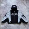 Sudadera con capucha retro de tendencia Y2K con bordado de letras americanas para hombre y mujer, holgada
