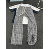 Pantalones de Cuadros Americanos Retro en Blanco y Negro para Hombre y Mujer, Pantalones Casuales Delgados de Verano con Cordón de Cintura Alta, Pantalones de Pierna Ancha Holgados y Relajados