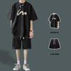 Camiseta de Verano para Hombre, Corte Holgado, Marca de Moda, Cuello Redondo, Manga Corta, Combinada con Conjunto Fresco de Shorts de Manga Corta para Verano, Versátil para Hombre